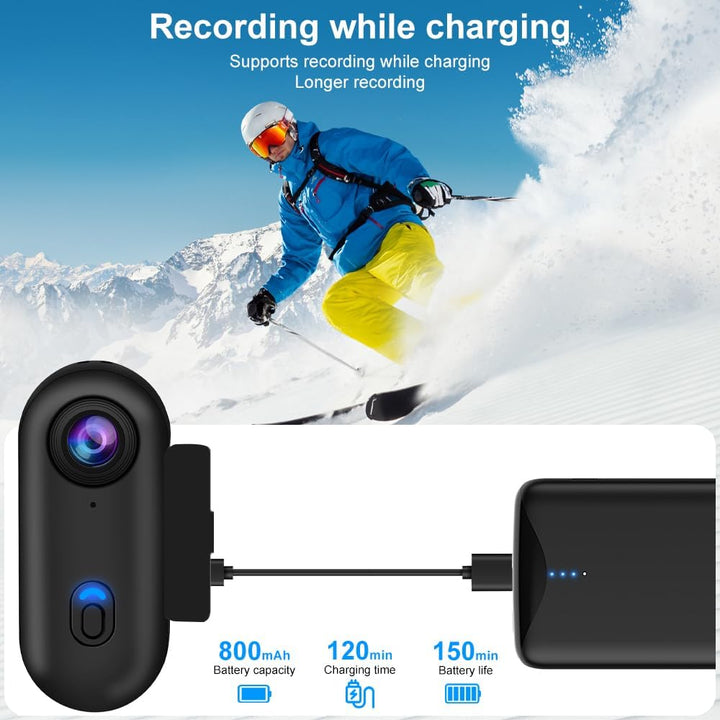 OBEST Mini Action Kamera mit 128GB 360 Action Cam WiFi Bodycam Körperkamera, 1080P Unterwasserkamera