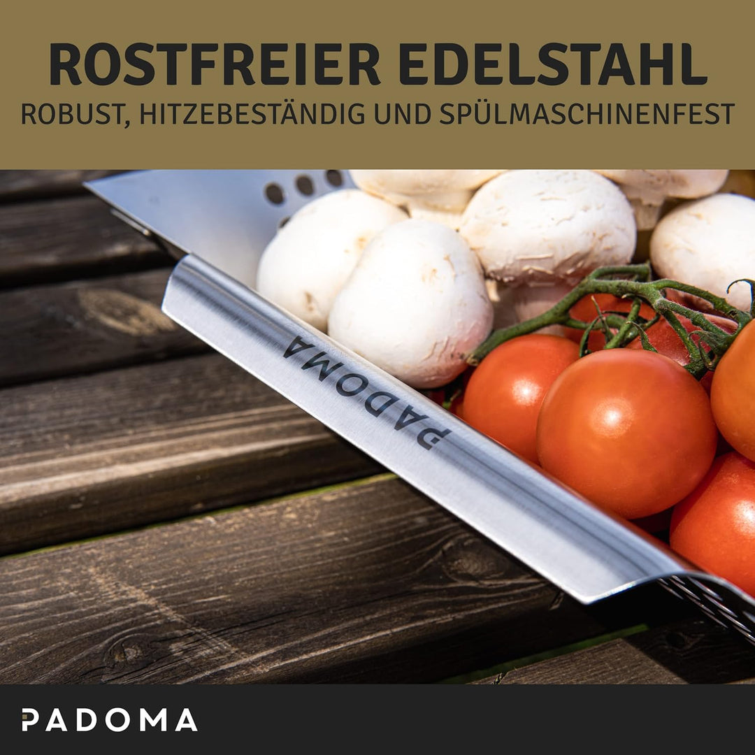 Grillkorb aus Edelstahl Grillschale 30 x 30 x 6 cm für alle Grillarten perfekt für Fleisch, Gemüse u