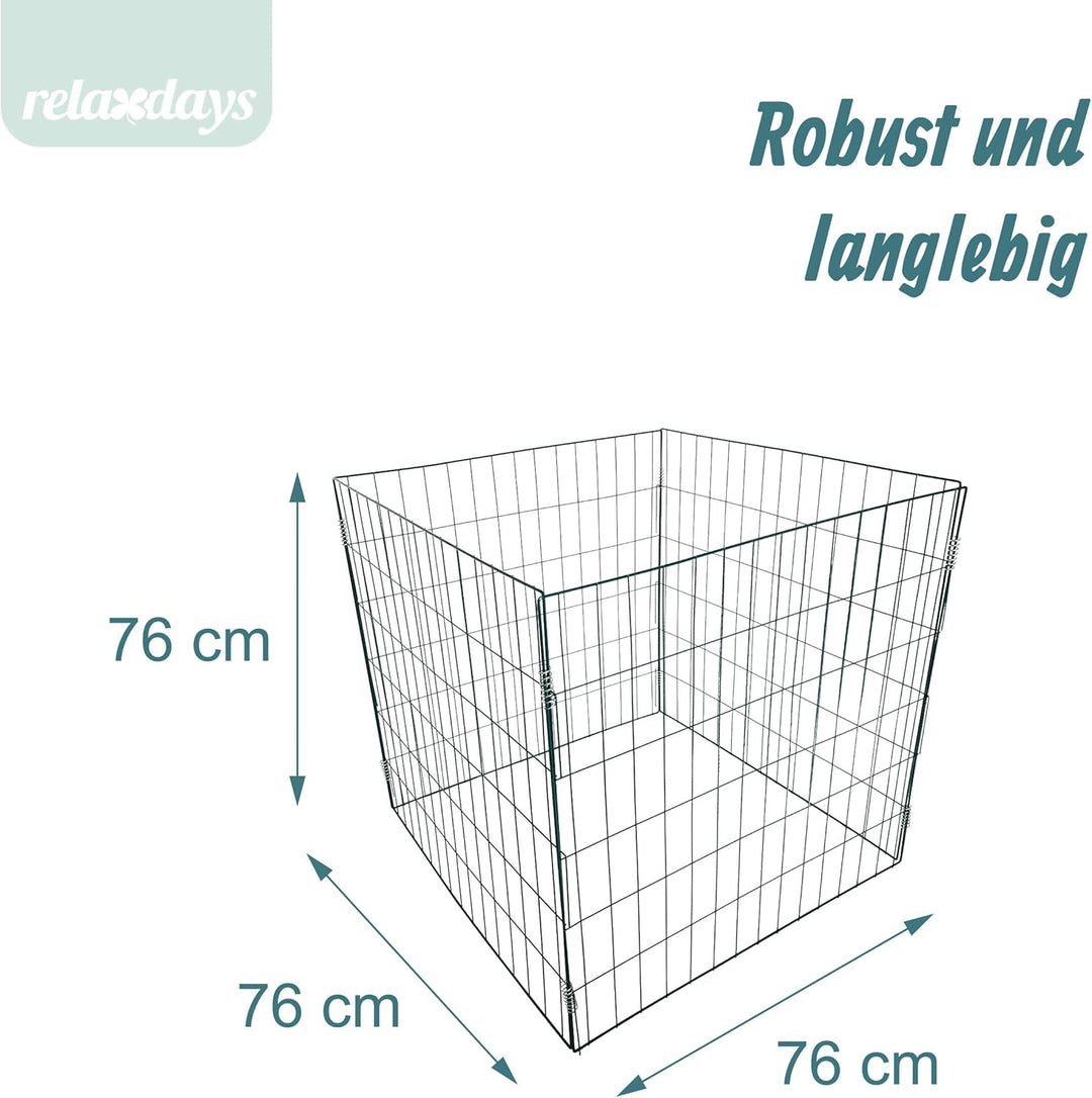 Relaxdays Komposter Metall, 2er Set, Biokomposter Garten, HBT 76x76x76 cm, pulverbeschichteter Draht