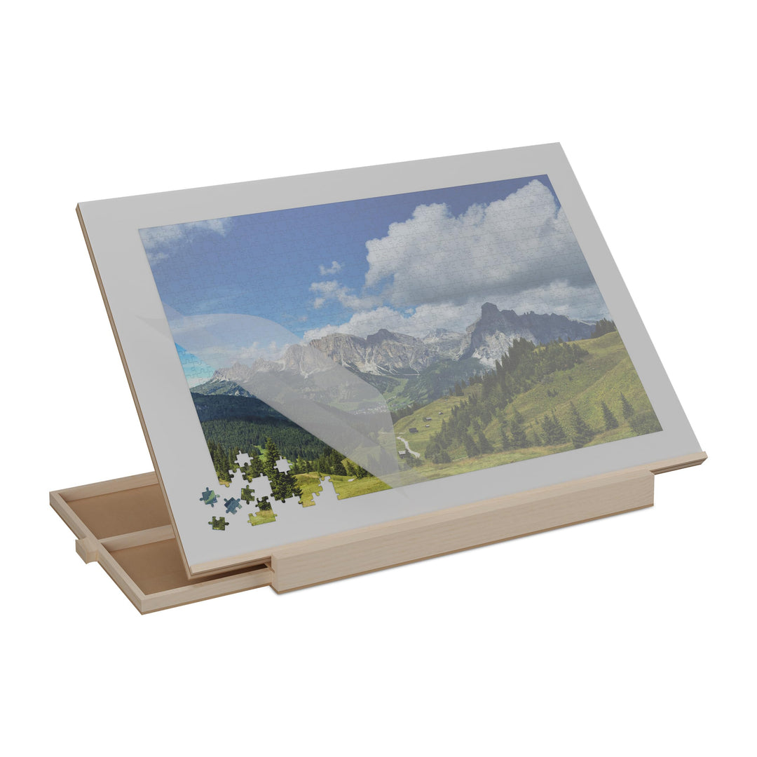 Relaxdays Puzzlebrett mit 2 Schubladen, für Puzzle bis 1000 Teile, neigbar, Holz Puzzlematte, Puzzle
