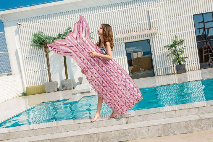 Meerjungfrau Pool Inflatable Luftmatratze,165x90cm Luftmatratze Air Mats Pool Erwachsene und Kinder,