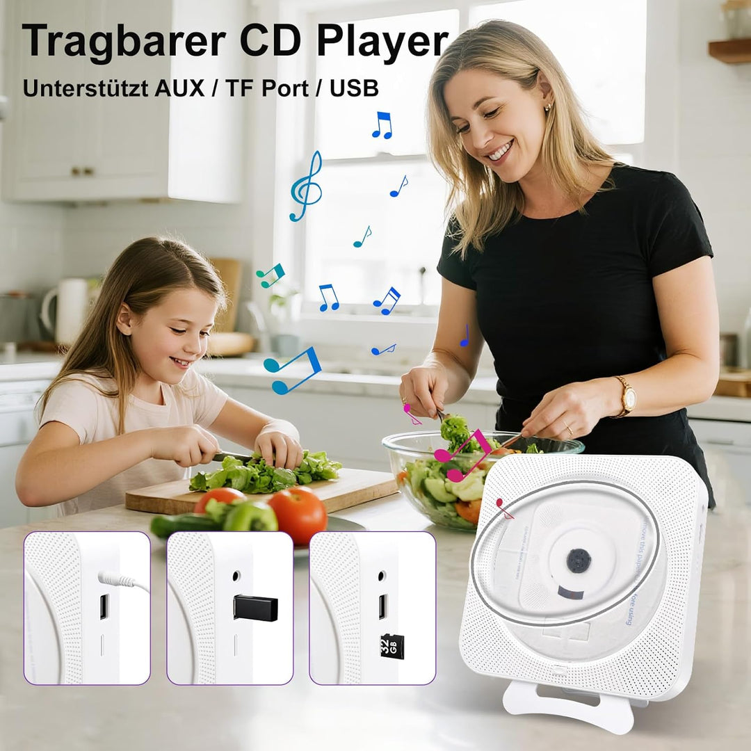 CD Player mit Radio Boombox - Canareen Upgrade Bluetooth CD Player mit Staubschutz & LED Bildschirm
