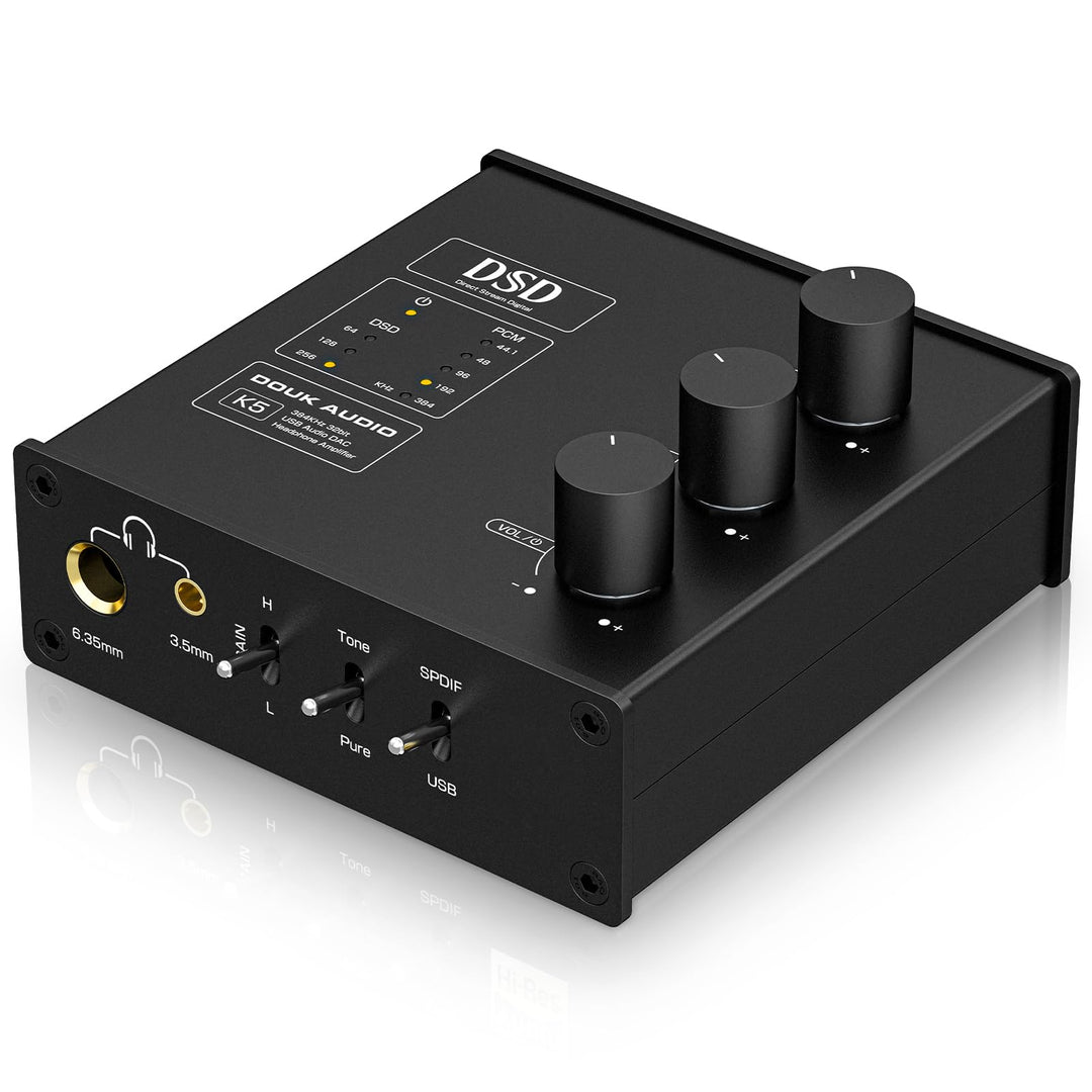 Douk Audio K5 PC DAC Kopfhörerverstärker mit USB & Optischem Eingang DSD256 für Verstärker, Lautspre