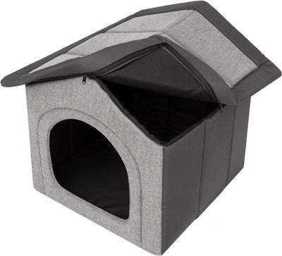 Hundehütte Hundehöhle Hundebett Hundehaus Katzenhöhle mittle L - 52x46 cm hellgrau mit Graphit L - 5