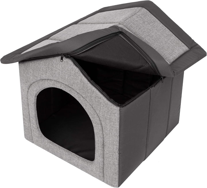 Hundehütte Hundehöhle Hundebett Hundehaus Katzenhöhle Tierbett XXL - 70x60 cm hellgrau mit Graphit X
