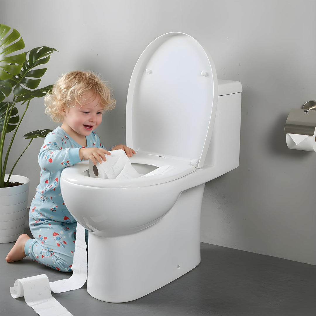 Toilettendeckel mit Absenkautomatik,WC Sitz Quick Release Funktion und Softclose, Einfache Montage A