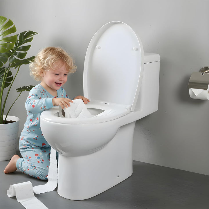 Toilettendeckel mit Absenkautomatik,WC Sitz Quick Release Funktion und Softclose, Einfache Montage A