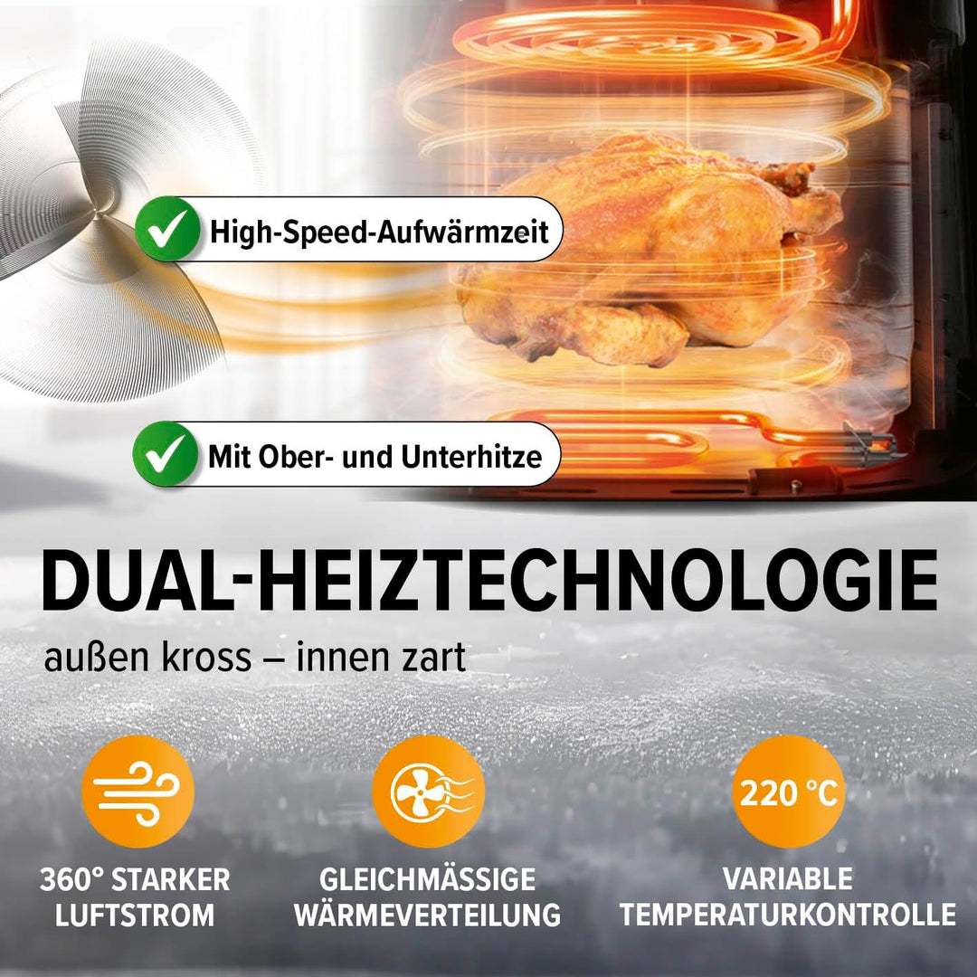GOURMETmaxx 4in1-digitale Heissluftfritteuse | Leistungsstarker Airfryer 2200 W | Fettarmes + energi