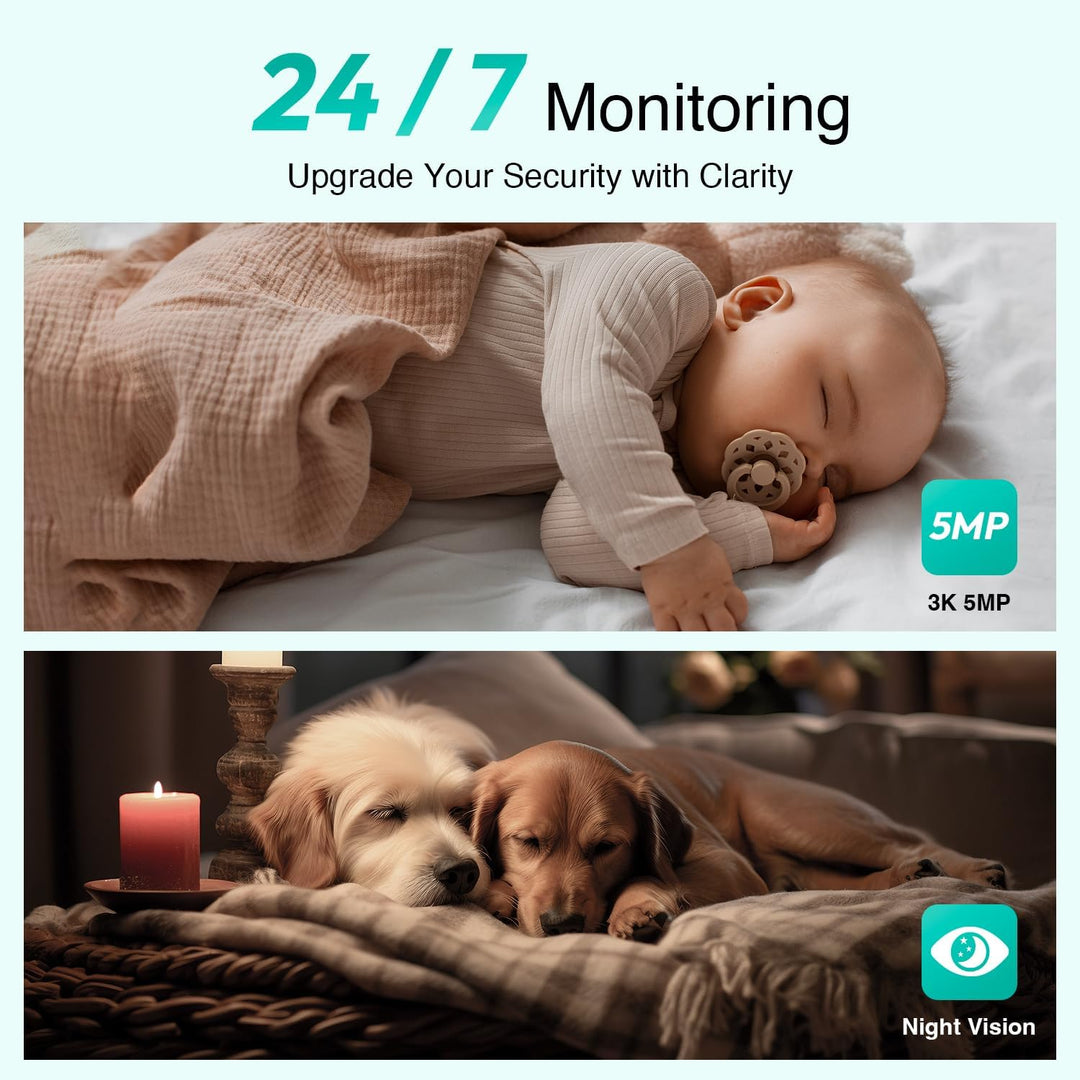 BOTSLAB 5MP Überwachungskamera Innen, 3K Babyphone mit Kamera, 2.4Ghz/5Ghz WLAN IP Kamera mit Bewegu