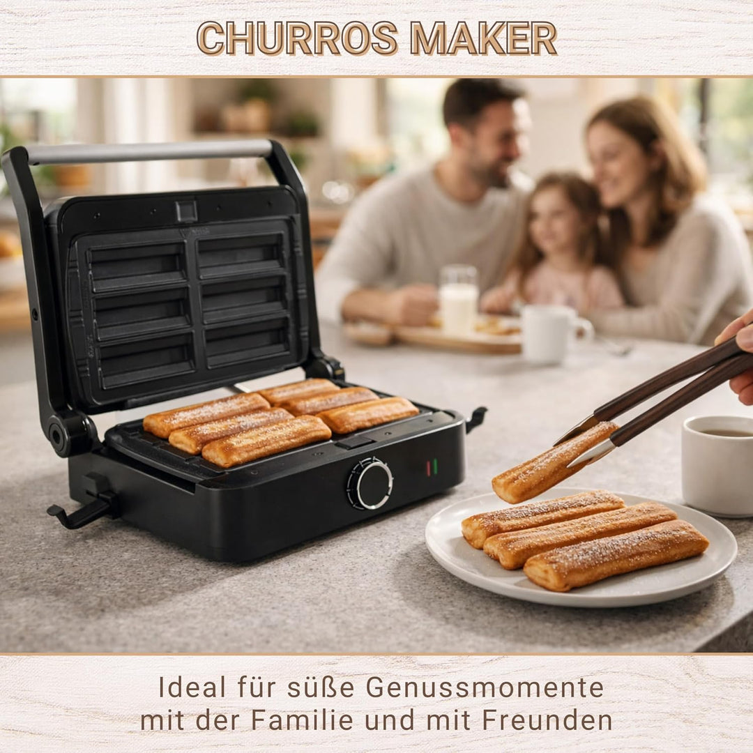Syntrox SM-1000W-Toledo Churros Maker elektrisch – Churros Bäcker für zuhause – Antihaft Churrosplat