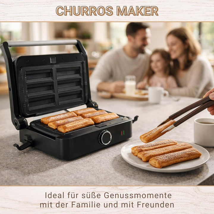 Syntrox SM-1000W-Toledo Churros Maker elektrisch – Churros Bäcker für zuhause – Antihaft Churrosplat