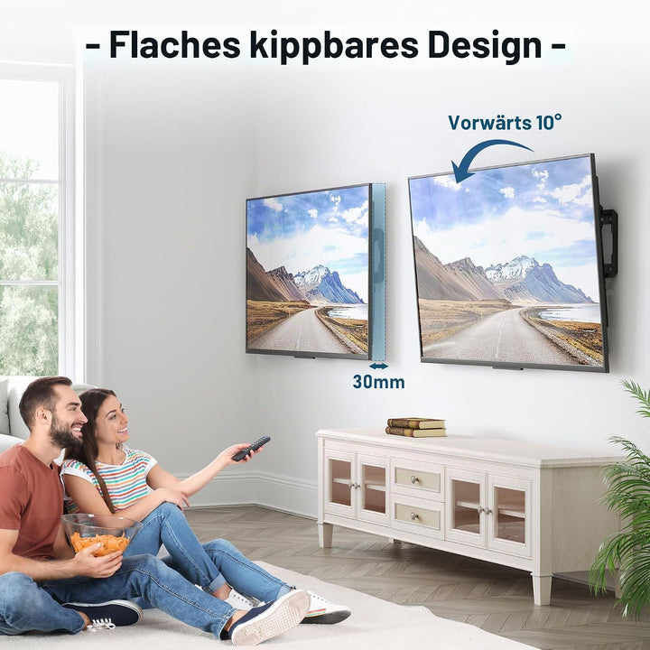BONTEC TV Wandhalterung für 26-65 Zoll LCD/LED/OLED/Plasma Fernseher, Neigbare Ultraslim TV Halterun