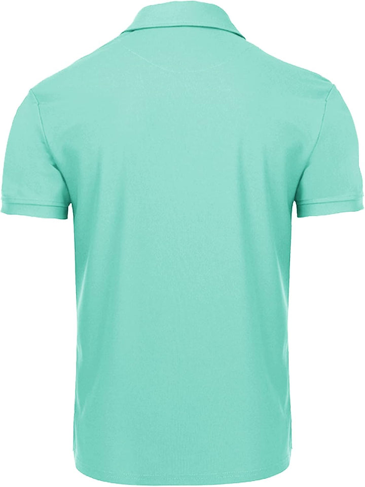 geeksport Poloshirt Herren Kurzarm Freizeit Sport Polo Golf Tshirts Männer Polohemd Türkisblau M, Tü