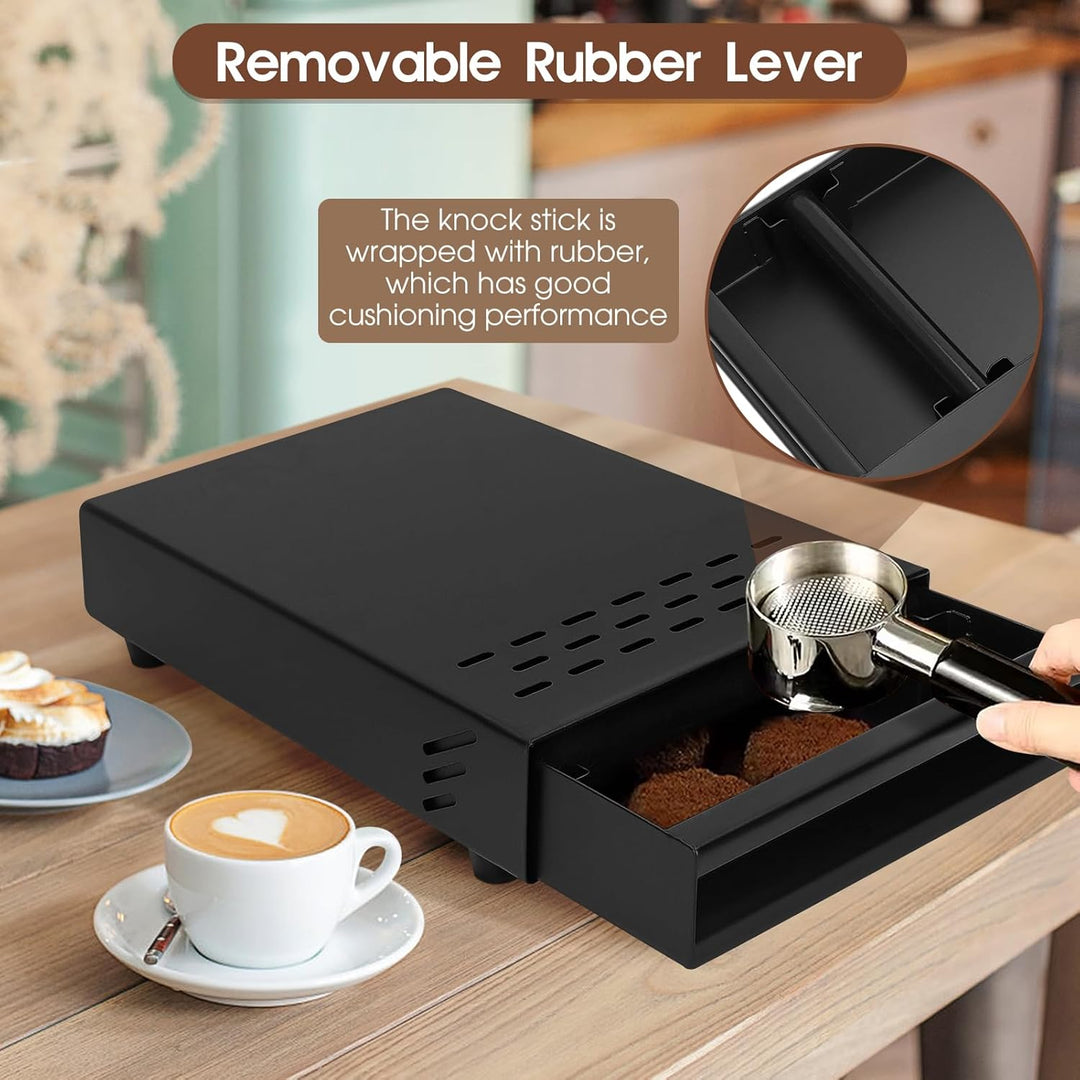 Wakects Kaffee-Klopf-Box-Behälter, Edelstahl-Gummi-Kaffeemehl-Klopf-Box-Rest-Pulver-Eimer-Schublade