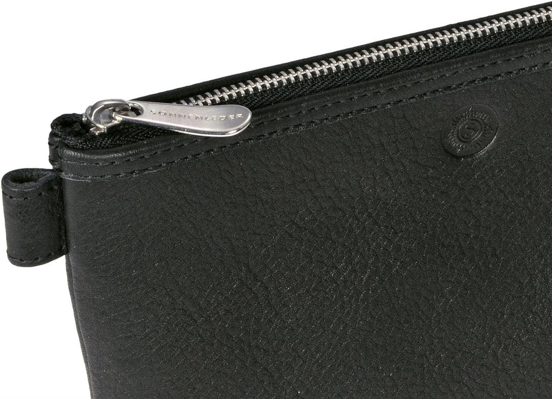 SONNENLEDER - hochwertige Kosmetiktasche "Silvretta" Farbe: Schwarz *Echtes Leder*