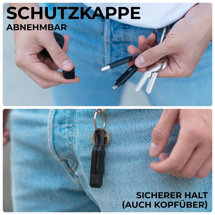 Rolling Square inCharge X - Schlüsselanhänger mit USB-C-Kabel, Universal-Smartphone-Kabel, Geschenk