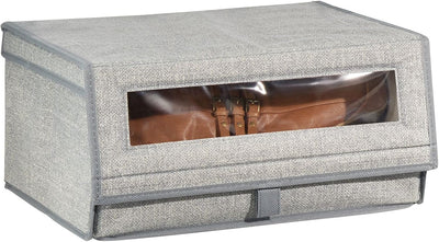 mDesign 4er-Set Schuhaufbewahrung aus Kunstfaser (gross) - stapelbare Schuhbox mit Sichtfenster, Kle