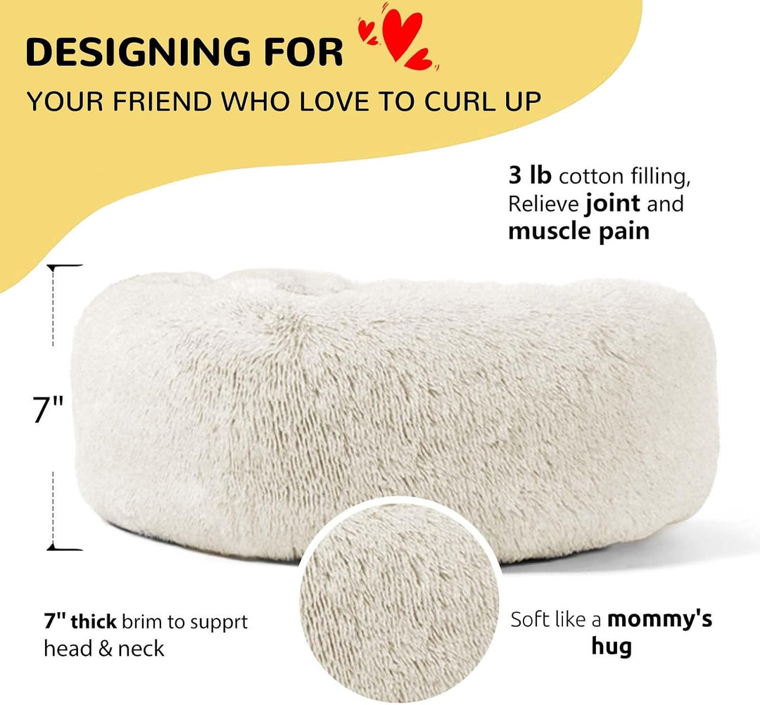 HACHIKITTY Calming Donut Cuddler Hundebett, Indoor-Welpenbett für grosse Hunde, 76,2 cm Large Round