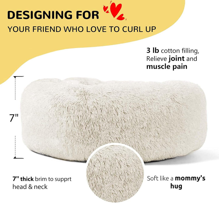 HACHIKITTY Calming Donut Cuddler Hundebett, Indoor-Welpenbett für grosse Hunde, 76,2 cm Large Round