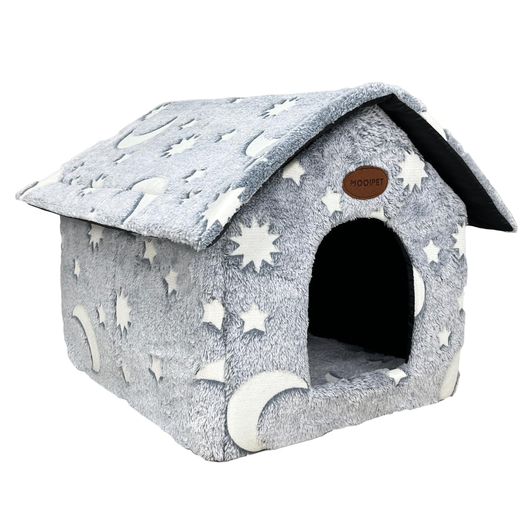 Plüsch Katzenhaus mit Waschbarem Kissen Tragbare Katzenhütte mit Rutschfestem Boden Weiches und Warm