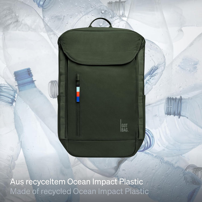 GOT BAG Rucksack Pro Pack aus Ocean Impact Plastic | Reiserucksack mit 15" Laptopfach | 25L Füllvolu