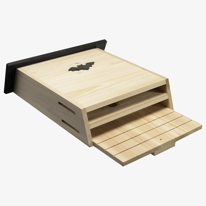 Navaris Fledermauskasten Gross - Geräumig und grosszügig - Aus Massivholz - Schwarzes Dach - Flederm