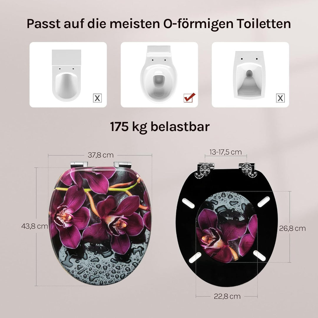 WOLTU #2 Premium WC-Sitz Toilettensitz mit Absenkautomatik, MDF Holzkern, Softclose Scharnier, Antib