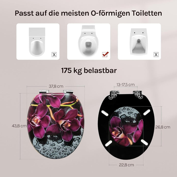 WOLTU #2 Premium WC-Sitz Toilettensitz mit Absenkautomatik, MDF Holzkern, Softclose Scharnier, Antib