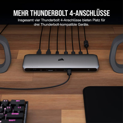 Corsair TBT200 Thunderbolt 4 Dock - Power Delivery bis 96 W - 4 ×-Anschlüsse - Thunderbolt Dock Util