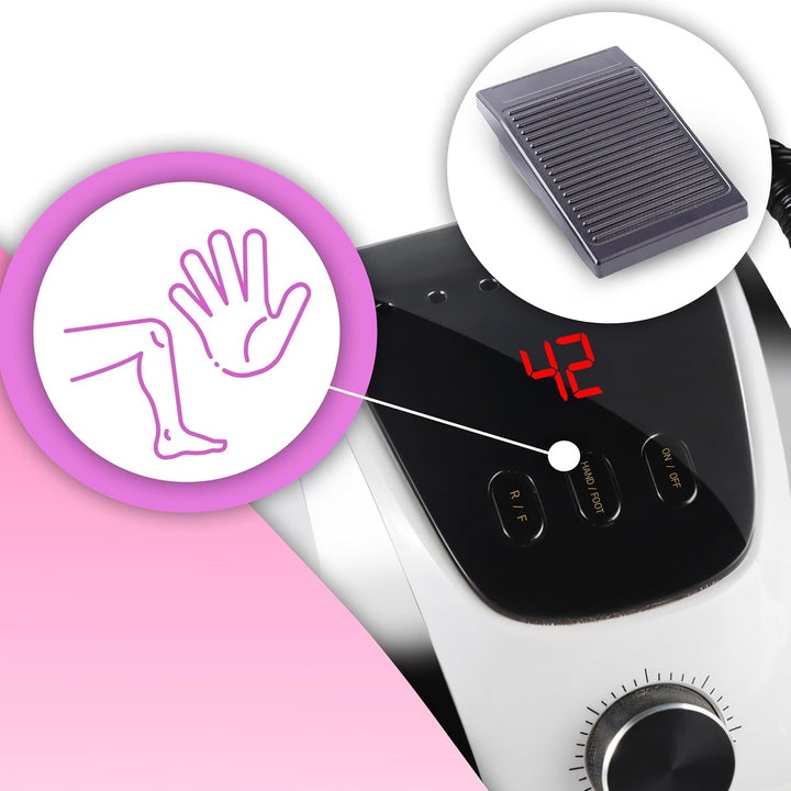 Retoo Nagelfräser Elektrische 35000 U/Min 65W Professionelle Nagelfeile mit LED Display Fräser für G