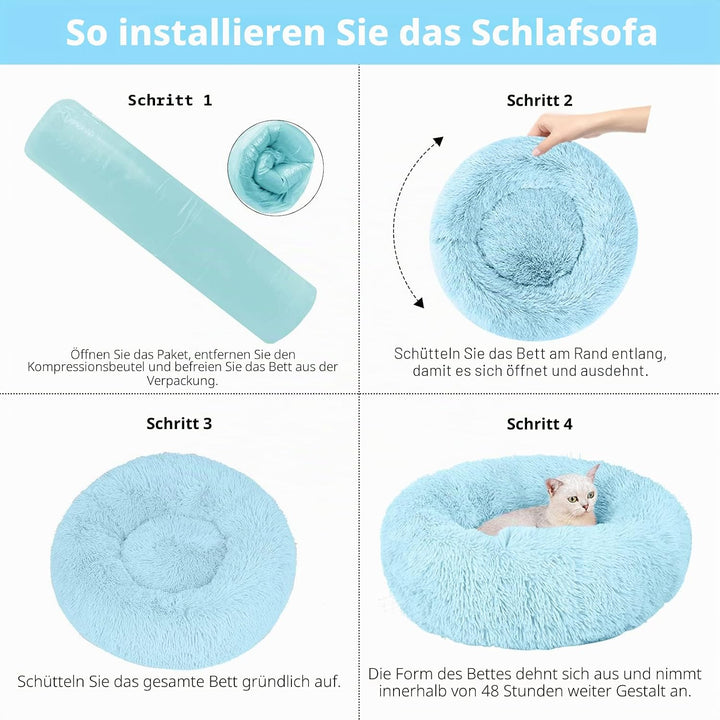 Nisrada Katzenbetten für Indoor-Katzen, 60cm Hundebett für kleine Melium grosse Hunde, waschbares, r