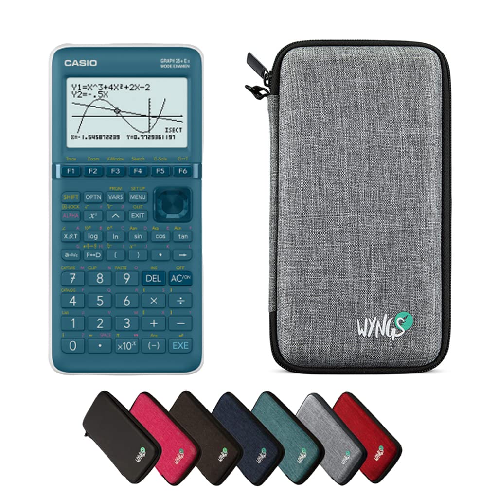 CALCUSO Sparkpaket: Casio Graph 25 E II + WYNGS Schutztasche hellgrau + Erweiterte Garantie von CALC