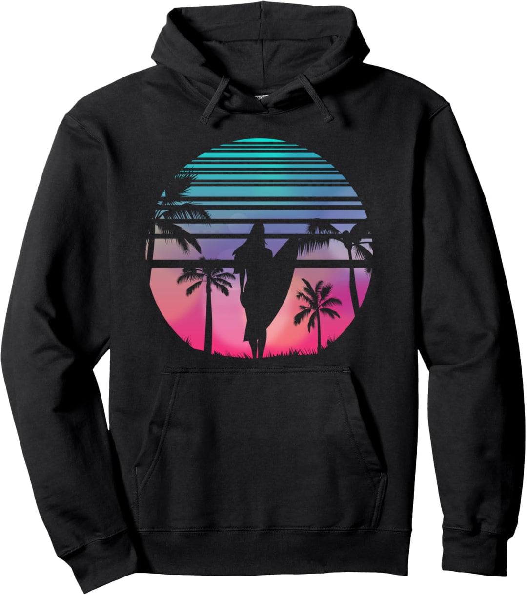 Surfer Sonnenuntergang Hobby Surfen Wassersport Surfing Pullover Hoodie