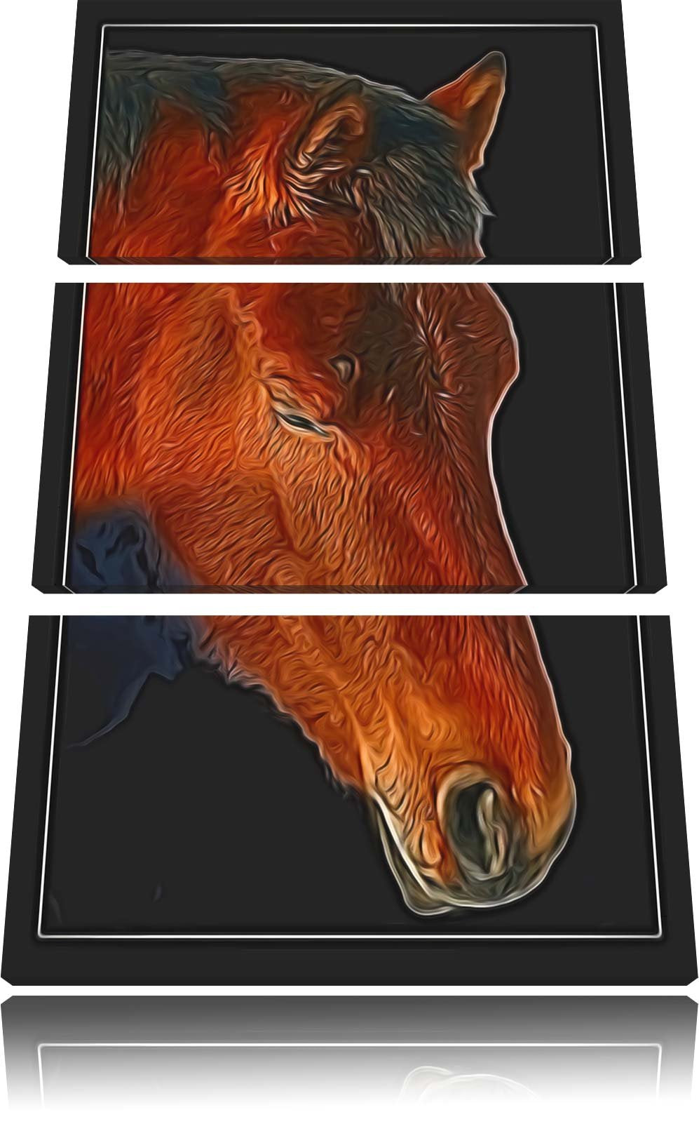 Dark maiestätisches Pferd NewArt 3-Teiler Leinwandbild 120x80 Bild auf Leinwand, XXL riesige Bilder