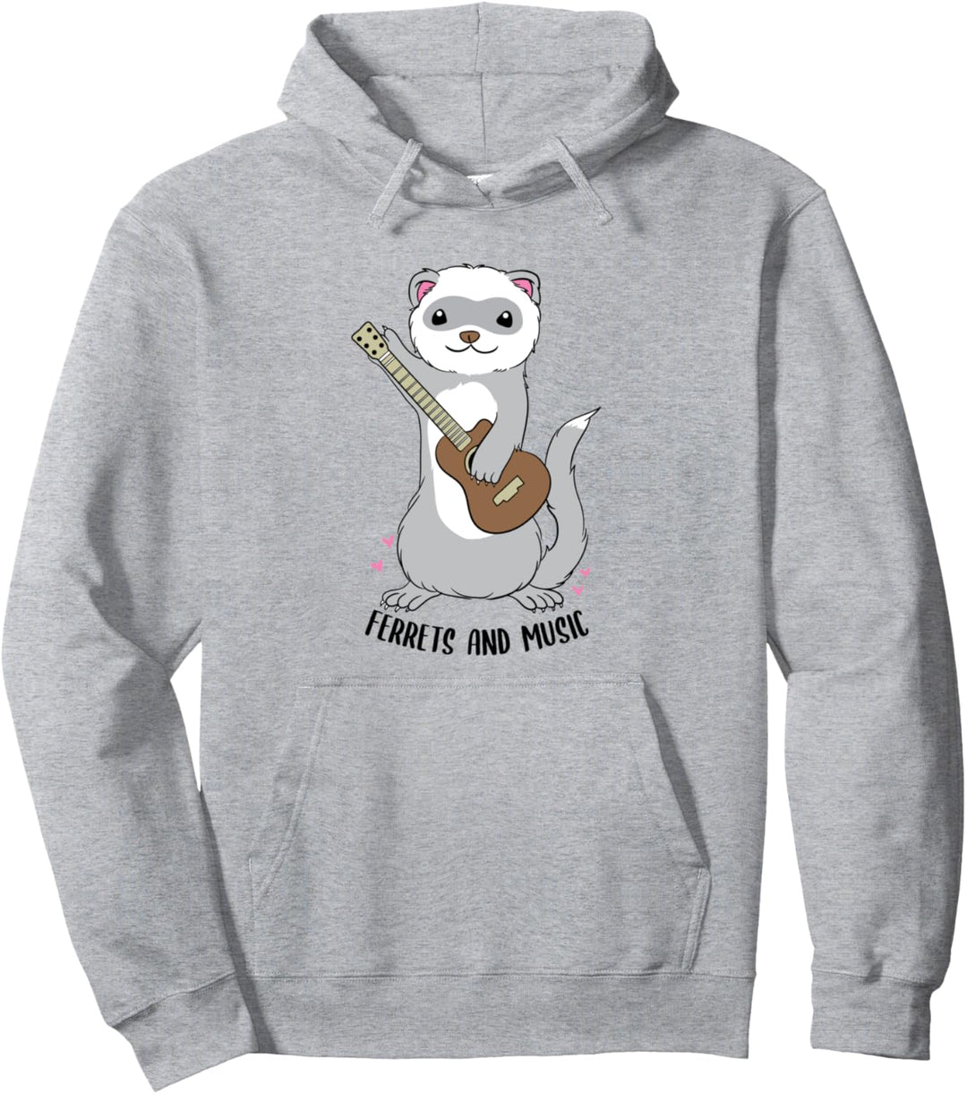 Frettchen und Musik Niedlicher Nagetier-Musiker Pullover Hoodie