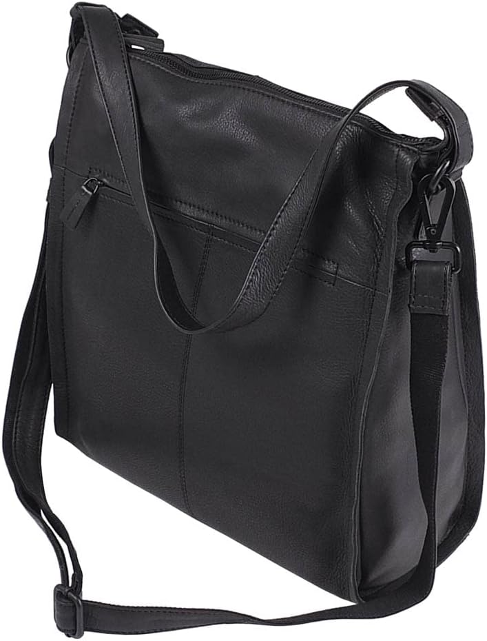 Voi 5Season Francis Schultertasche Leder 32 cm Schwarz, Schwarz