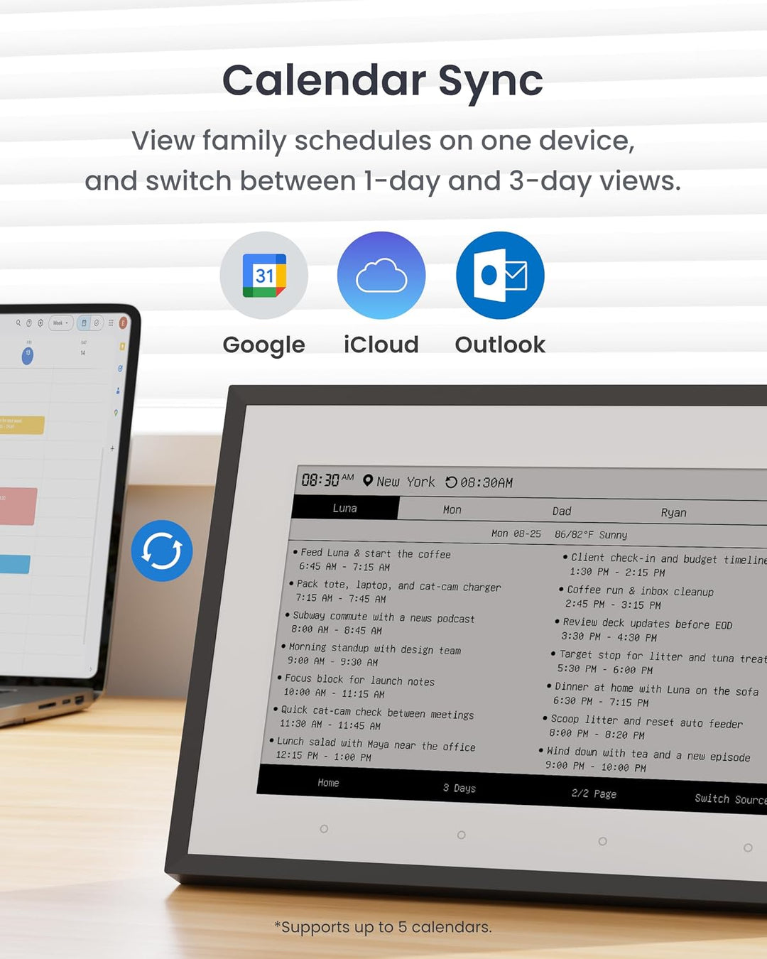 SwitchBot Smartes E-Ink-Home-Dashboard, 7,5" kabelloser Monitor für Innen-/Aussentemperatur und Luft