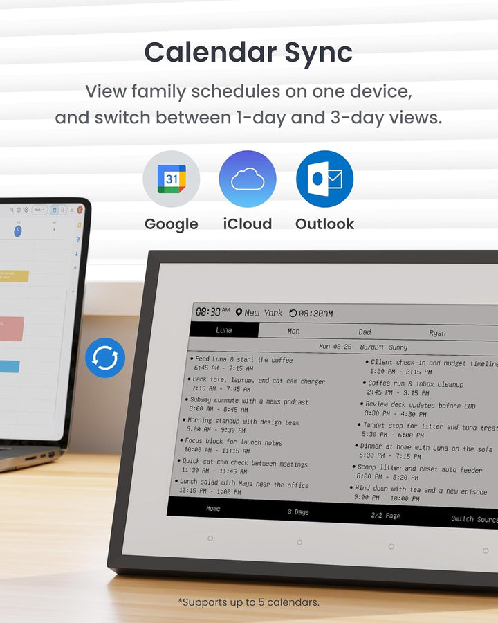 SwitchBot Smartes E-Ink-Home-Dashboard, 7,5" kabelloser Monitor für Innen-/Aussentemperatur und Luft