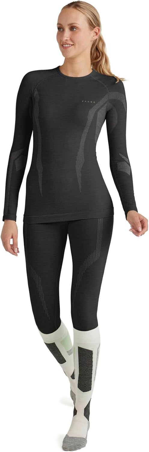 FALKE Damen Wool-Tech Round Neck Funktionsshirt Langarm atmungsaktiv klimaregulierend geruchshemmend