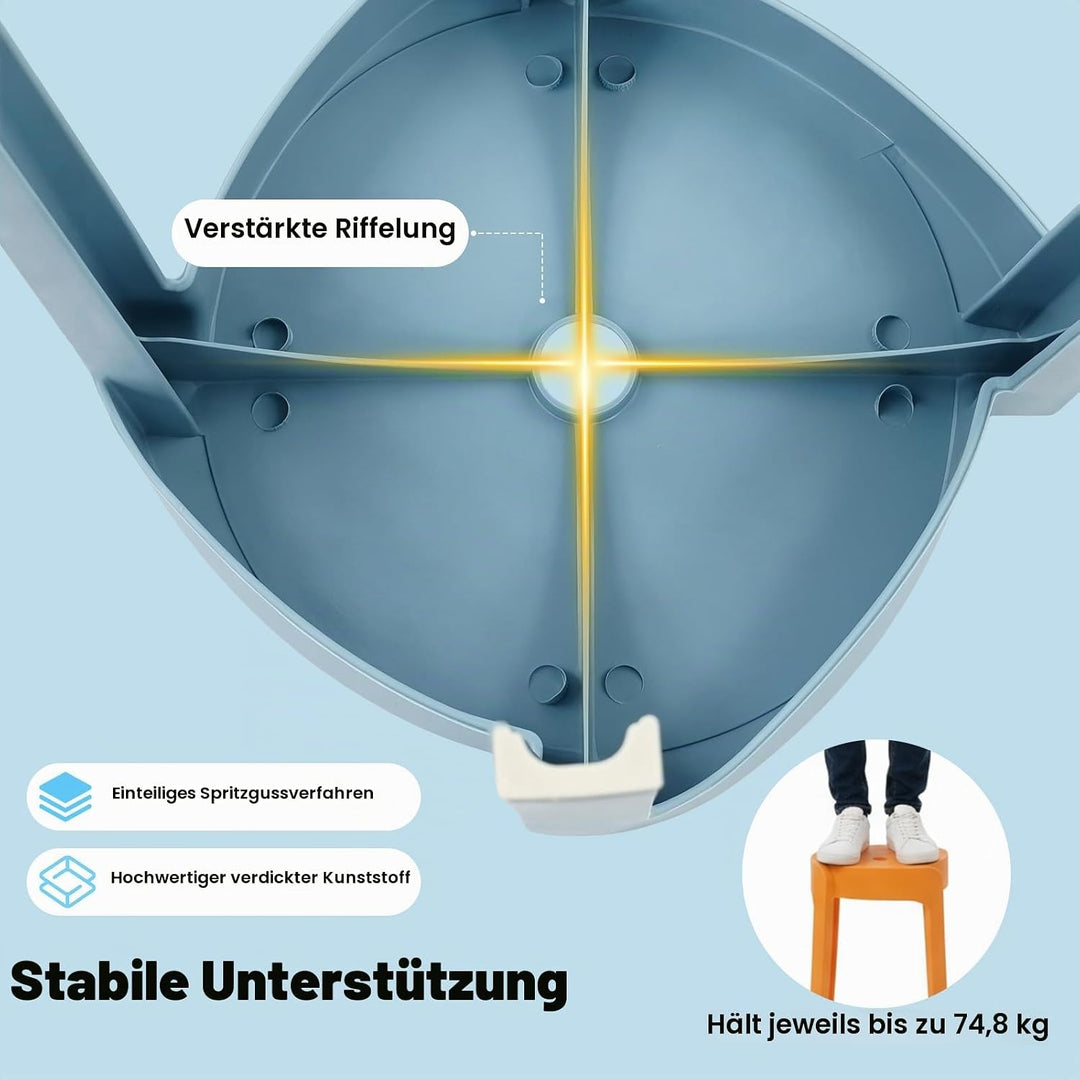 46 cm Hocker stapelbar, 5 Pcs Hocker Plastik, Stapelhocker Kunststoff, bis zu 75 kg, Plastikhocker f