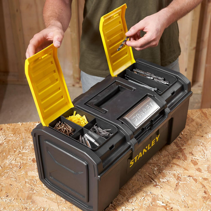 Stanley Werkzeugbox Basic (49 x 27 x 24 cm, Werkzeugorganizer mit Schnellverschluss, schwere Ausführ