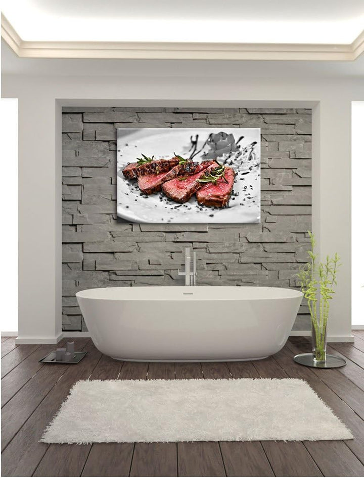 Pixxprint saftiges Carpaccio B&W Detail, Format: 100x70 auf Leinwand, 100x70