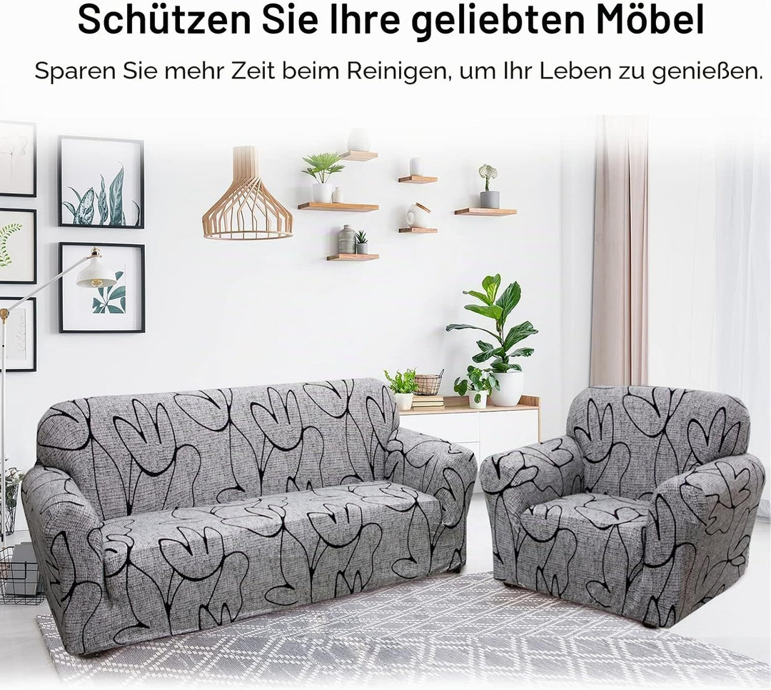 Jaotto Sofabezug 3 Sitzer Elastischer Stretch Spandex Sofa Überwürfe Sofahusse Antirutsch Waschbar S