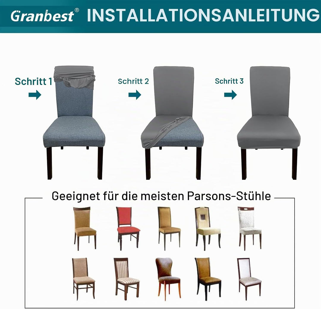 Granbest Super Dehnbar Essen Stuhlhusse, Universal Mikrofaser Parson Essen Stuhlhussen 6er Set, Abne
