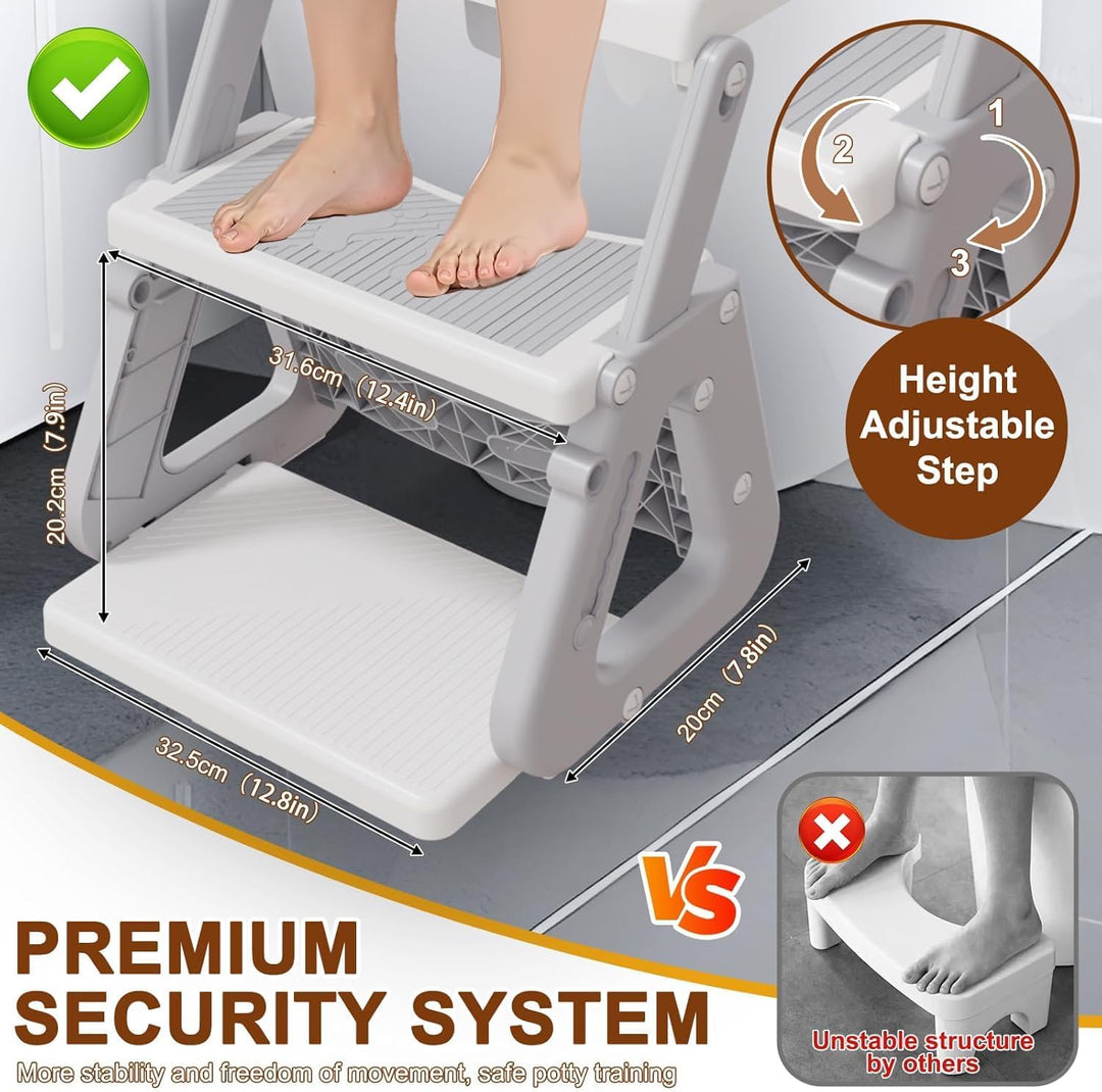 Toilettensitz Kinder mit Treppe,Stabil Kinder Toilettensitz mit Dreiecksstruktur,3 in 1 Toilettentra