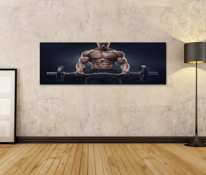 islandburner Bild auf Leinwand Closeup Portrait Muskulöser Mann Workout Bodybuilder Bilder Wandbilde