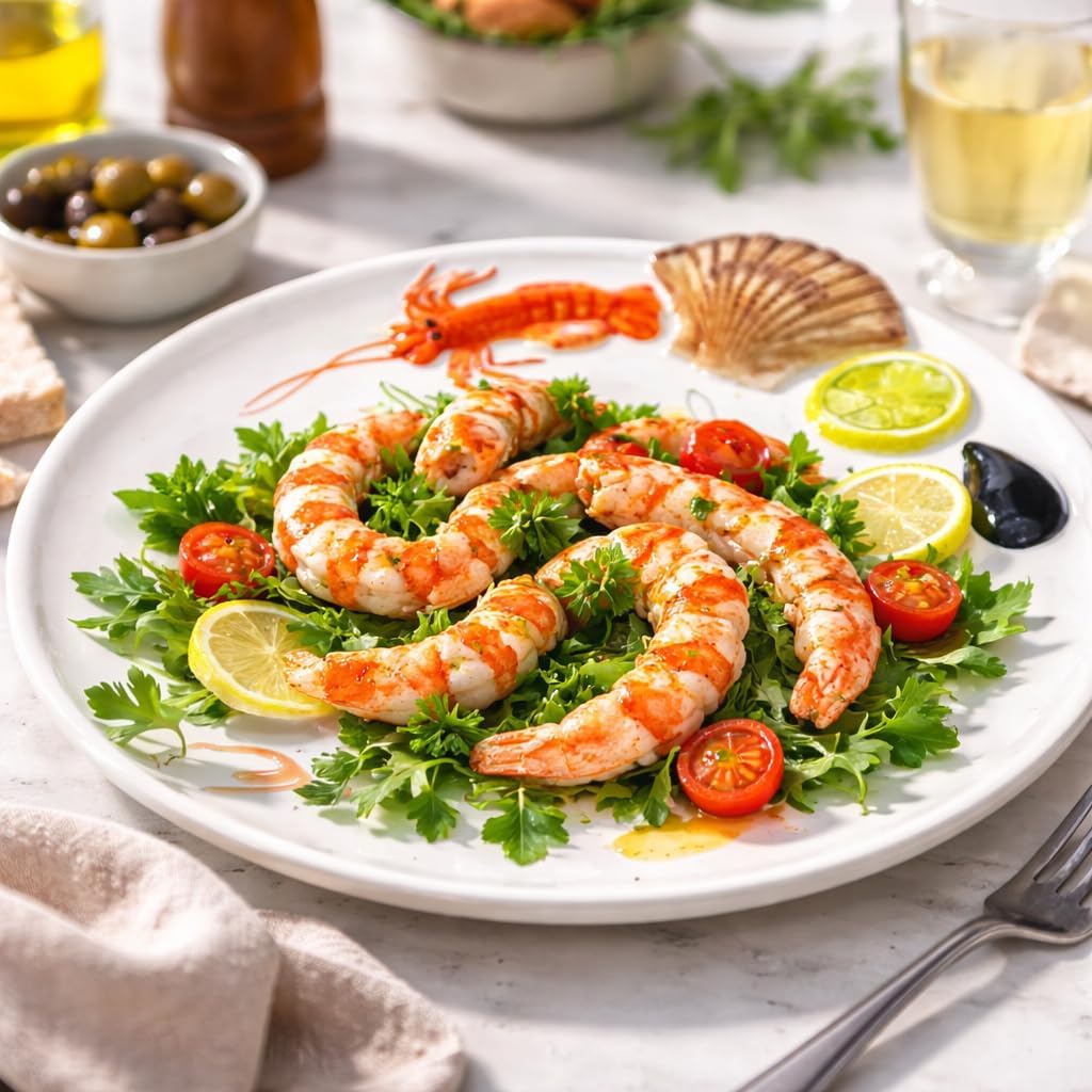 Lashuma Handgemachter Platzteller aus Italienischer Keramik im Meeresfrüchte Design, Runder Fischtel