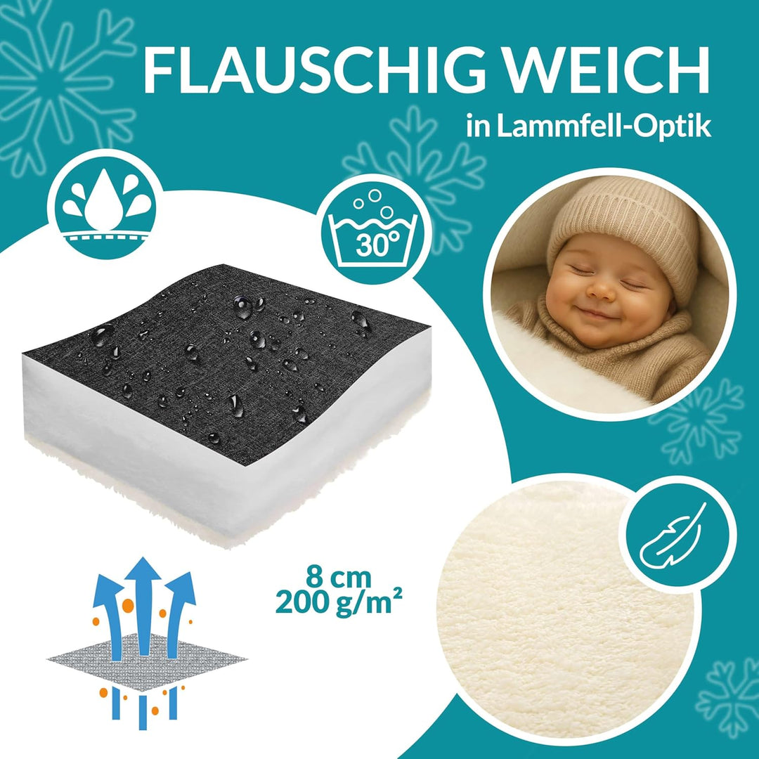 MONZANA® Fusssack für Kinderwagen Baby Winter mit Reflektoren Reissverschluss Waschbar Buggy Babysch