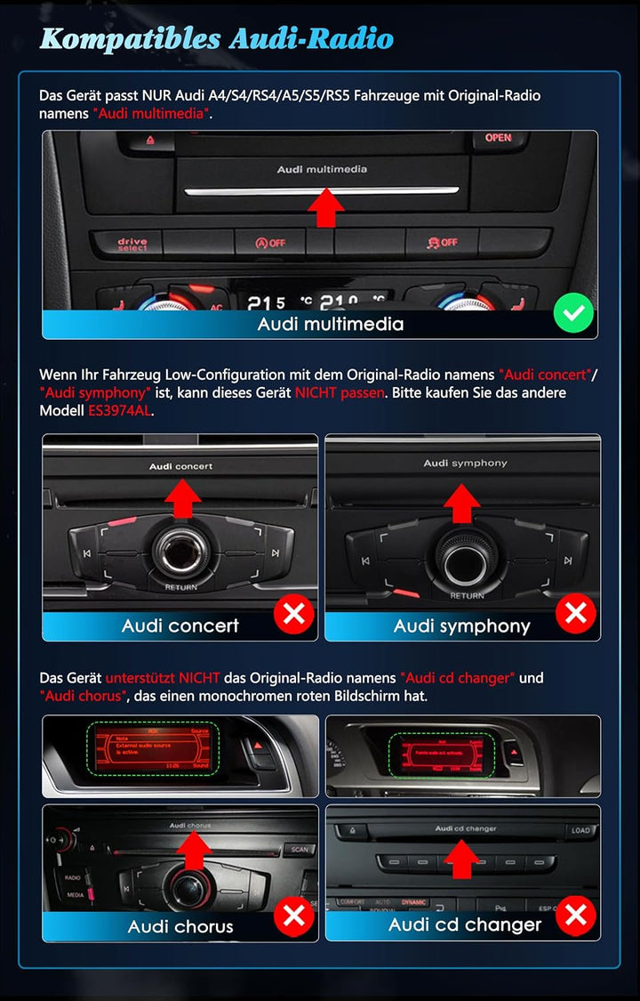 Erisin 10,25" 4GB+64GB Android 12 Autoradio Bluetooth mit GPS Navigation IPS Bildschirm Für Audi A4