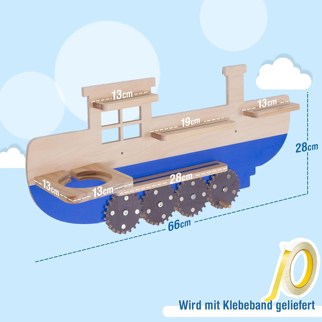 Todeco Tonie-Regal für Toniebox Hörfiguren, Magnetische Aufbewahrung für 10-15 Tonie, Wandregal Kind